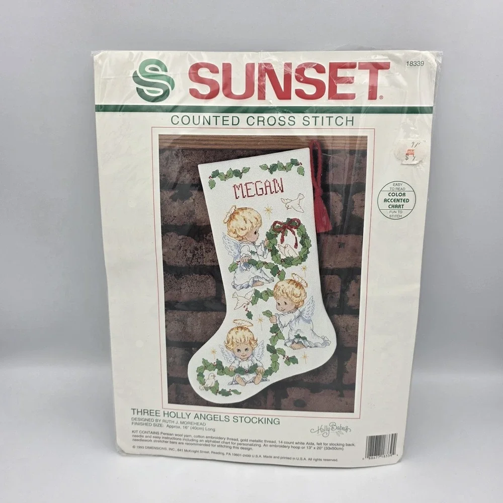 Vintage Sunset Stocking Kit Three Holly Angels 16